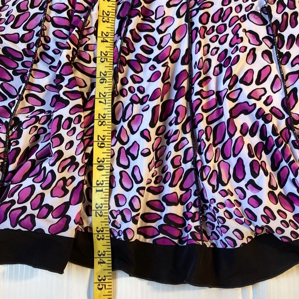 Lily Pink Purple Leopard Print‎ Sleeveless Shift Dress Black Trim Medium